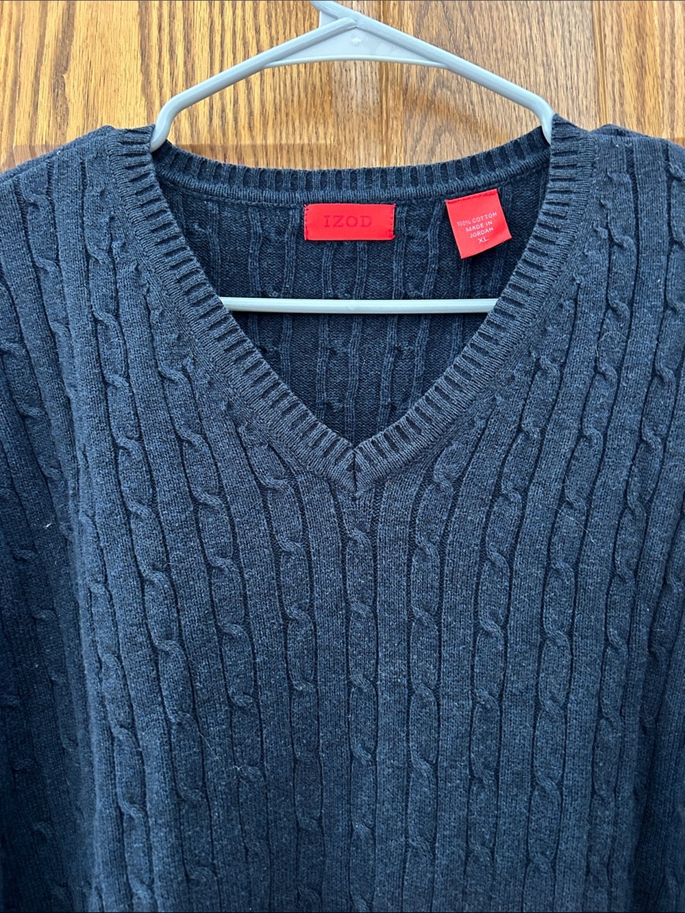 Izod Men's V-Neck Cable Knit Sweater - Navy image 2